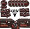 Red and Black Birthday Party Supplies, Happy Birthday Plates and Napkins Set With Birthday Tablecloth, Red and Black Birthday Decorations Serve 25 Guests